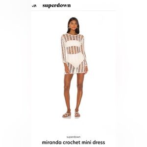 Superdown White Crochet Mini Dress